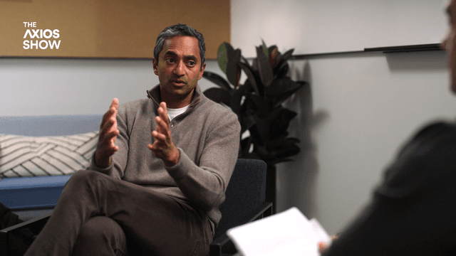 Chamath Palihapitiya in a chair on the Axios show